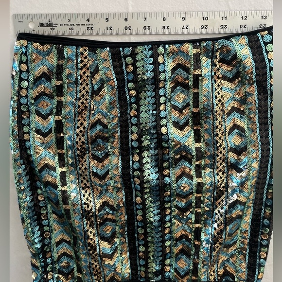 ARK & CO. aquatic colors sequined short skirt sz M swifty festival rave glam - Picture 5 of 8
